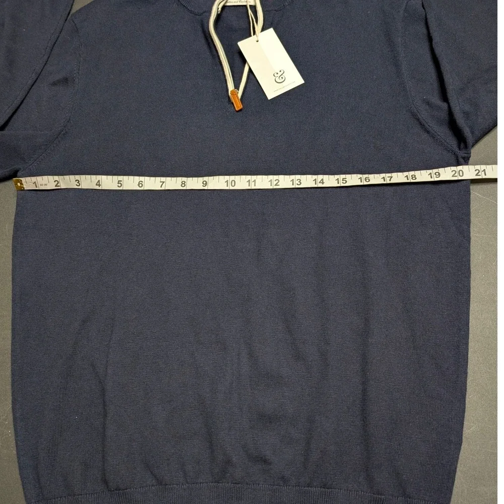 Collars & Co‎ Mens Navy Blue Cotton Cashmere Quarter Zip Pullover Sweater Size M
